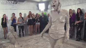 Muddy Wrestling: Fired Up Eurobabes Bring On The Mess - Audience Gets It! Screencap 69 on www.sinx.com