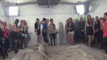Muddy Wrestling: Fired Up Eurobabes Bring On The Mess - Audience Gets It! Screencap 70 on www.sinx.com