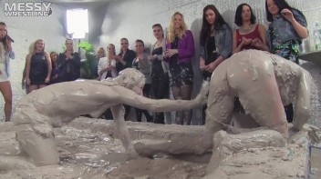 Muddy Wrestling: Fired Up Eurobabes Bring On The Mess - Audience Gets It! Screencap 77 on www.sinx.com