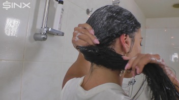 Raven Haired Babe Shampoos And Lathers Up Screencap 46 on www.sinx.com