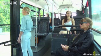 Diva Strokes Her Dildo And Slimes Babe On The Bus Screencap 3 on www.sinx.com