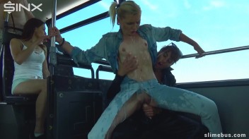 Diva Strokes Her Dildo And Slimes Babe On The Bus Screencap 47 on www.sinx.com