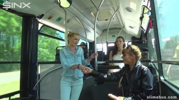 Diva Strokes Her Dildo And Slimes Babe On The Bus Screencap 6 on www.sinx.com