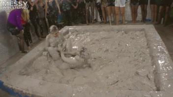 Muddy Wrestling: Satin, Skirts, and Audience Mud Blasted To The Max!  Everyone Gets A Taste! Screencap 55 on www.sinx.com