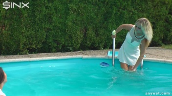 Outdoor Pool Play For Babes In White Dresses Screencap 13 on www.sinx.com