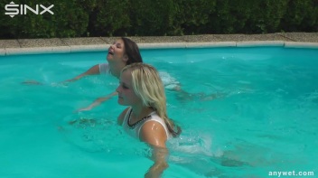 Outdoor Pool Play For Babes In White Dresses Screencap 14 on www.sinx.com