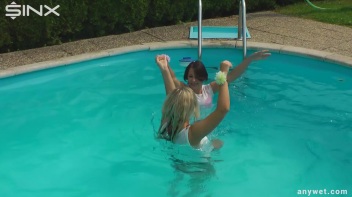 Outdoor Pool Play For Babes In White Dresses Screencap 17 on www.sinx.com