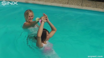 Outdoor Pool Play For Babes In White Dresses Screencap 18 on www.sinx.com