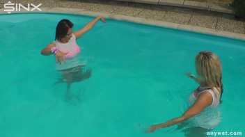 Outdoor Pool Play For Babes In White Dresses Screencap 19 on www.sinx.com