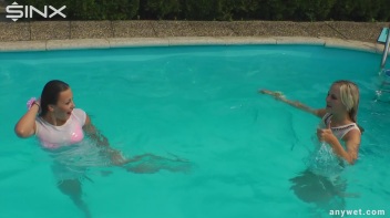 Outdoor Pool Play For Babes In White Dresses Screencap 26 on www.sinx.com