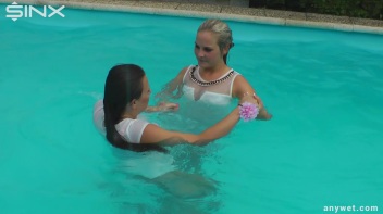 Outdoor Pool Play For Babes In White Dresses Screencap 35 on www.sinx.com