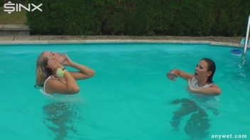 Outdoor Pool Play For Babes In White Dresses Screencap 49 on www.sinx.com