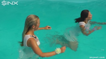 Outdoor Pool Play For Babes In White Dresses Screencap 57 on www.sinx.com