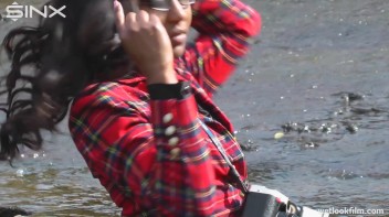 Ebony Babe Goes For A Swim In School Uniform Screencap 16 on www.sinx.com