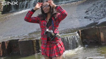 Ebony Babe Goes For A Swim In School Uniform Screencap 19 on www.sinx.com