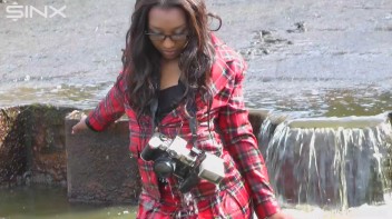 Ebony Babe Goes For A Swim In School Uniform Screencap 31 on www.sinx.com