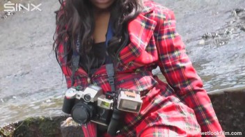 Ebony Babe Goes For A Swim In School Uniform Screencap 35 on www.sinx.com