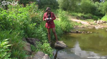 Ebony Babe Goes For A Swim In School Uniform Screencap 4 on www.sinx.com