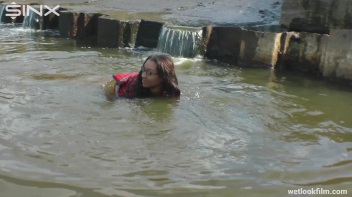Ebony Babe Goes For A Swim In School Uniform Screencap 41 on www.sinx.com