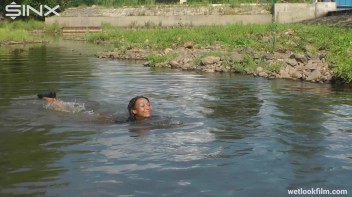 Ebony Babe Goes For A Swim In School Uniform Screencap 55 on www.sinx.com