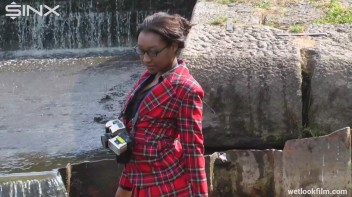 Ebony Babe Goes For A Swim In School Uniform Screencap 9 on www.sinx.com