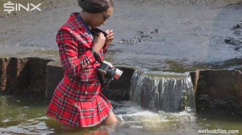 Ebony Babe Goes For A Swim In School Uniform Screencap 12 on www.sinx.com