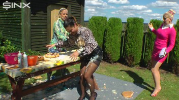 Messy Outdoor Food Fight For Glamour Babes Screencap 13 on www.sinx.com