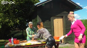 Messy Outdoor Food Fight For Glamour Babes Screencap 15 on www.sinx.com