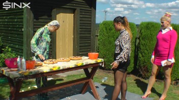 Messy Outdoor Food Fight For Glamour Babes Screencap 3 on www.sinx.com