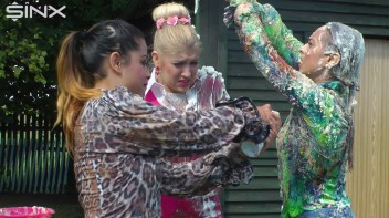 Messy Outdoor Food Fight For Glamour Babes Screencap 32 on www.sinx.com