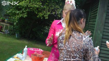 Messy Outdoor Food Fight For Glamour Babes Screencap 37 on www.sinx.com