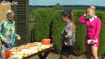 Messy Outdoor Food Fight For Glamour Babes Screencap 6 on www.sinx.com