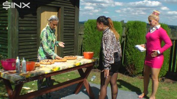 Messy Outdoor Food Fight For Glamour Babes Screencap 8 on www.sinx.com