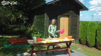 Messy Outdoor Food Fight For Glamour Babes Screencap 1 on www.sinx.com