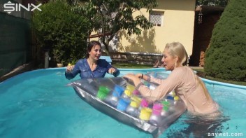 Besties Nearly Get Caught Playing In Backyard Pool! Screencap 21 on www.sinx.com