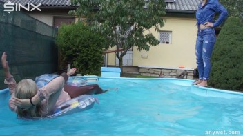 Besties Nearly Get Caught Playing In Backyard Pool! Screencap 38 on www.sinx.com