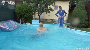 Besties Nearly Get Caught Playing In Backyard Pool! Screencap 48 on www.sinx.com