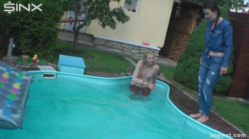 Besties Nearly Get Caught Playing In Backyard Pool! Screencap 49 on www.sinx.com