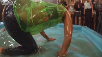 Messy Wrestling: Battle Babes Clothes Rippin',  Freaky Swimmin' And Action Sweatin' In The Oil!!! Screencap 13 on www.sinx.com