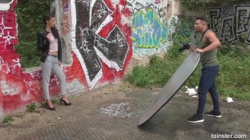 Brunette Model Takes His Jizz And Piss Screencap 3 on www.sinx.com