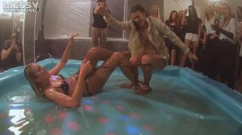 Messy Wrestling: Shiny, Slimy, And Ready To Rip It Up In The Oil!  Classy Babe Throw-Down!! Screencap 68 on www.sinx.com