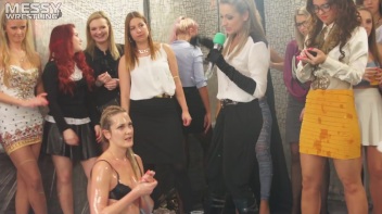 Messy Wrestling: Shiny, Slimy, And Ready To Rip It Up In The Oil!  Classy Babe Throw-Down!! Screencap 78 on www.sinx.com