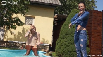Besties Nearly Get Caught Playing In Backyard Pool! Screencap 56 on www.sinx.com