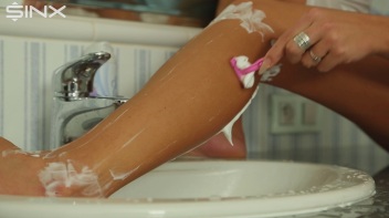 Stunning European Shaves Her Legs In The Sink Screencap 35 on www.sinx.com