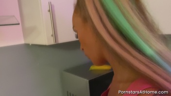 Naughty Tattooed Pornstar Gets Fruity In The Kitchen Screencap 2 on www.sinx.com