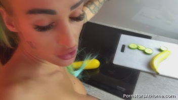 Naughty Tattooed Pornstar Gets Fruity In The Kitchen Screencap 47 on www.sinx.com