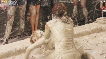 Messy Wrestling: 2 Power Packed Audience Mud Brawl Blasts Them All! Let's Get Messyyyyyyy!!! Screencap 61 on www.sinx.com