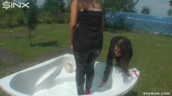 Gorgeous Brunette Babes Soaked With Milk Screencap 12 on www.sinx.com