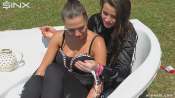 Gorgeous Brunette Babes Soaked With Milk Screencap 29 on www.sinx.com