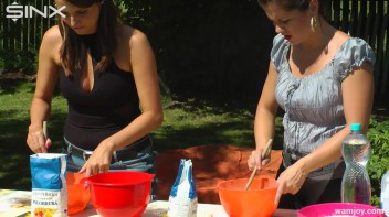 Brunette Hotties Compete In Messy Food Fight Screencap 9 on www.sinx.com